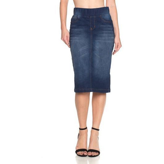 Dark wash denim skirt - MODESTALINDA